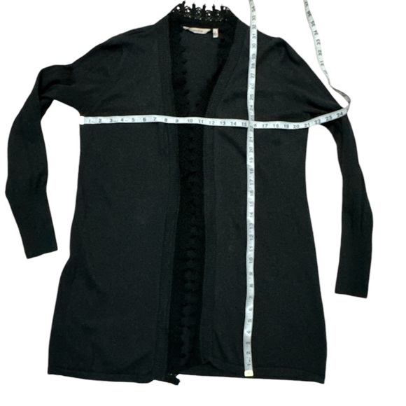 Soft Surroundings Cotton/Cashmere Blend Open Long Line Lace Placket Cardigan - Picture 12 of 14